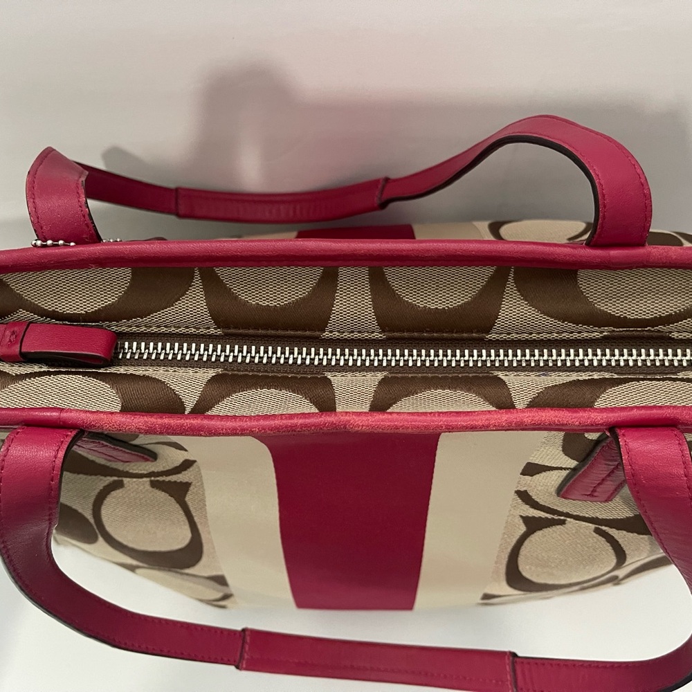 Coach Hamptons Weekend Signature Stripe Tote berry pink - Picture 4 of 10